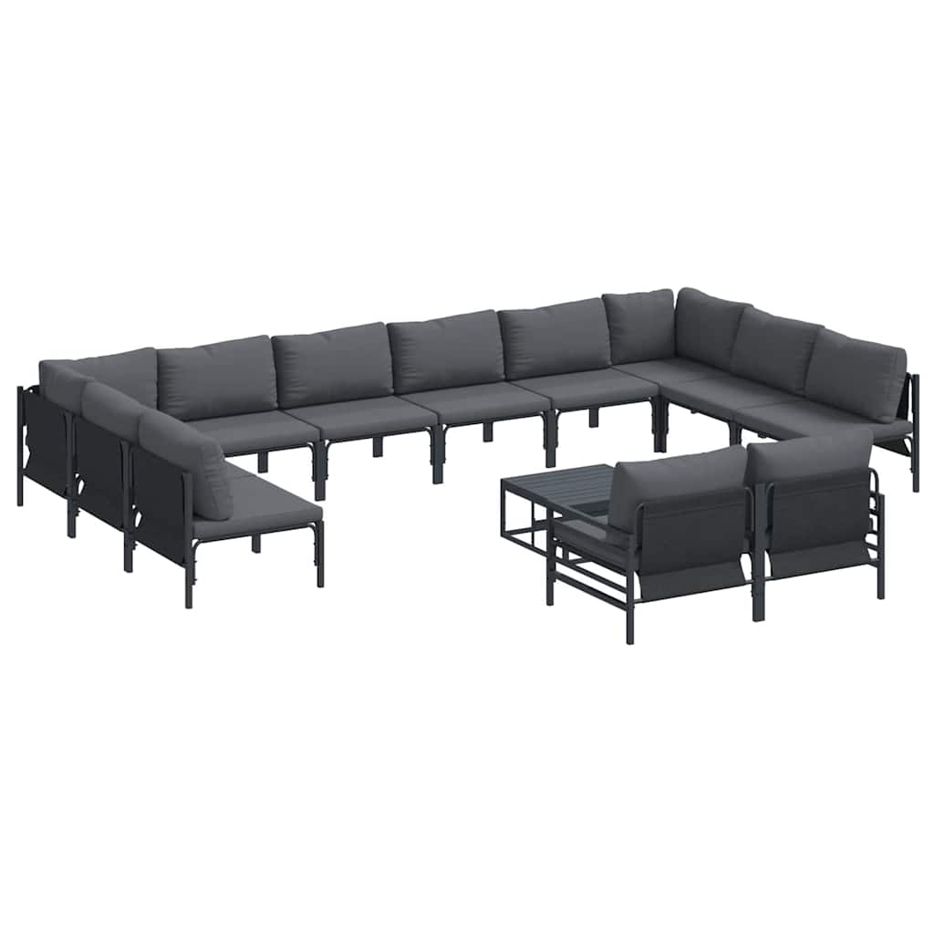 Havesofa Sæt med pude 13 pcs Sort Stål