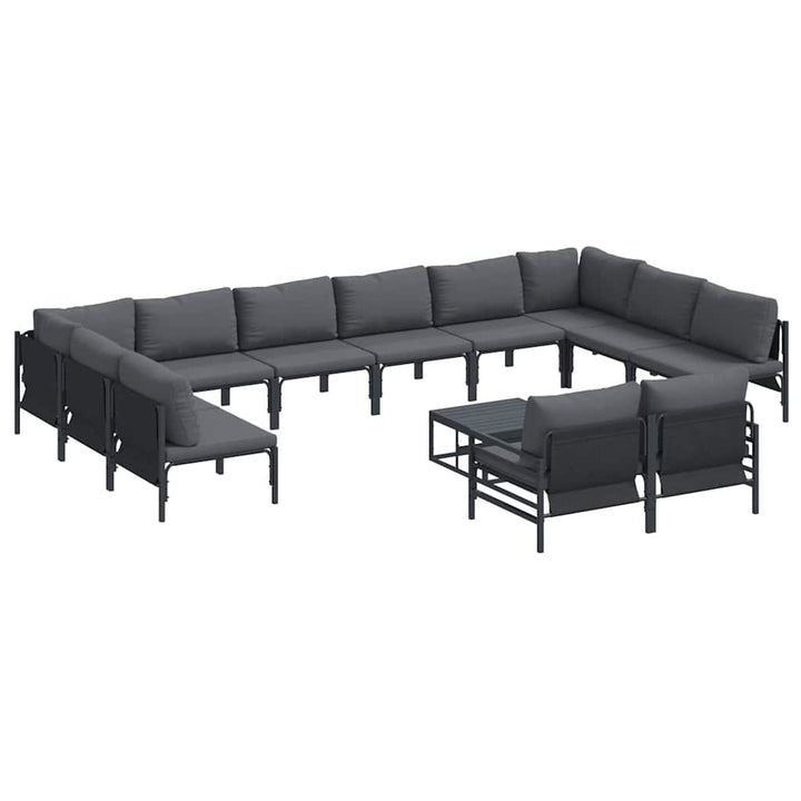 Havesofa Sæt med pude 13 pcs Sort Stål