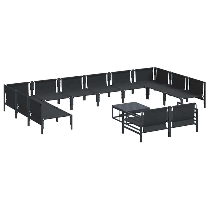 Havesofa Sæt med pude 13 pcs Sort Stål