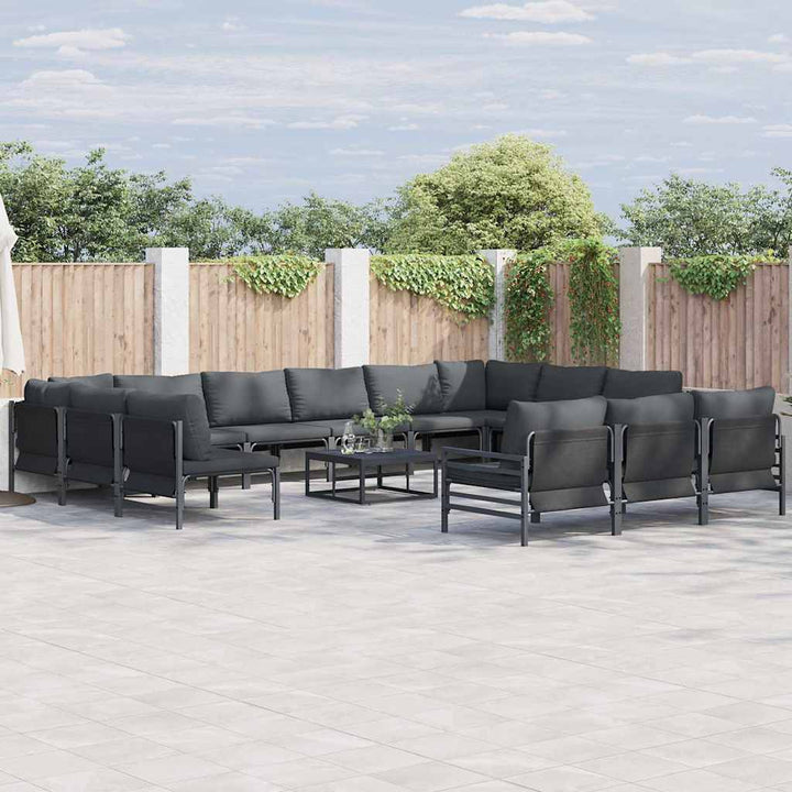 Havesofa Sæt med pude 13 pcs Sort Stål