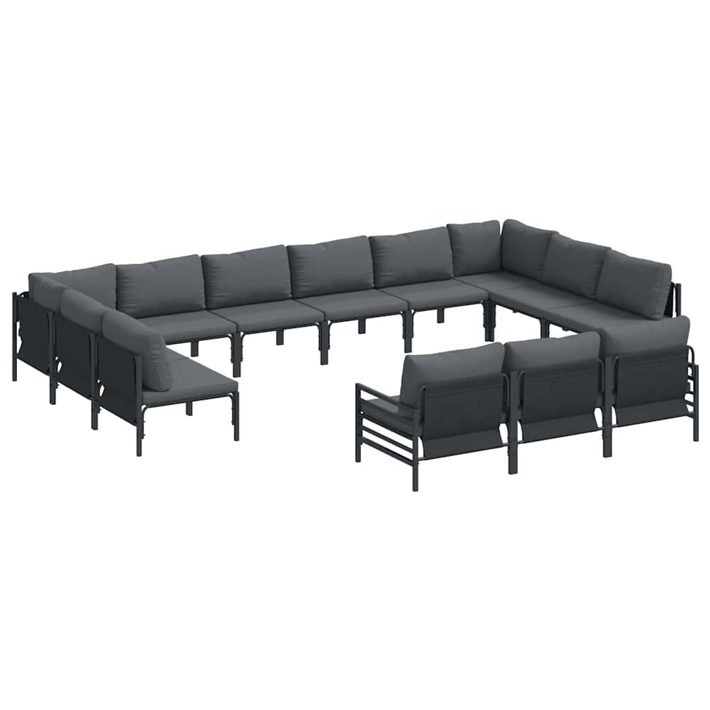 Havesofa Sæt med pude 13 pcs Sort Stål