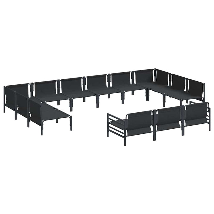 Havesofa Sæt med pude 13 pcs Sort Stål