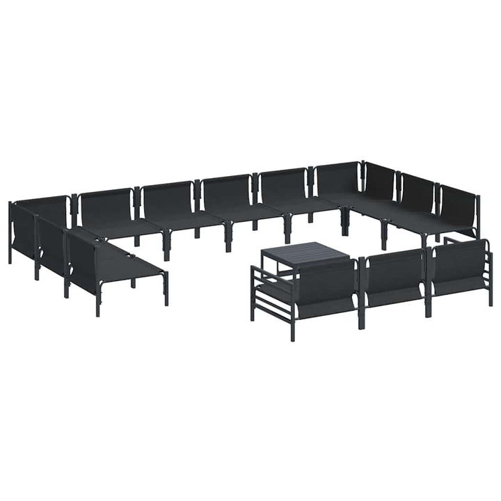 Havesofa Sæt med pude 14 pcs Sort Stål