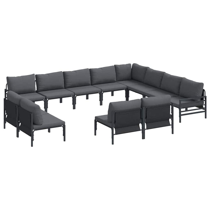 Havesofa Sæt med pude 12 pcs Sort Stål