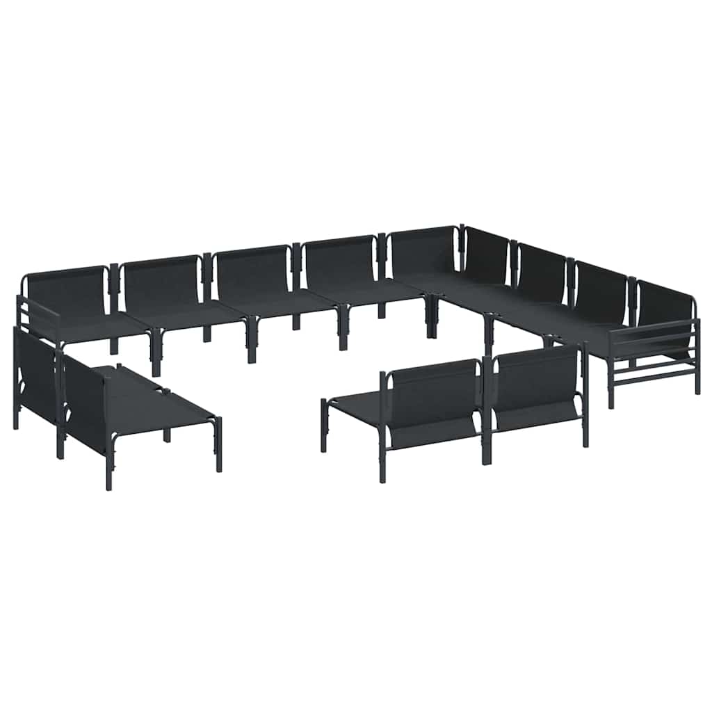 Havesofa Sæt med pude 12 pcs Sort Stål