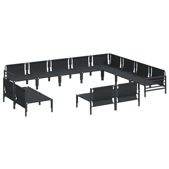 Havesofa Sæt med pude 12 pcs Sort Stål