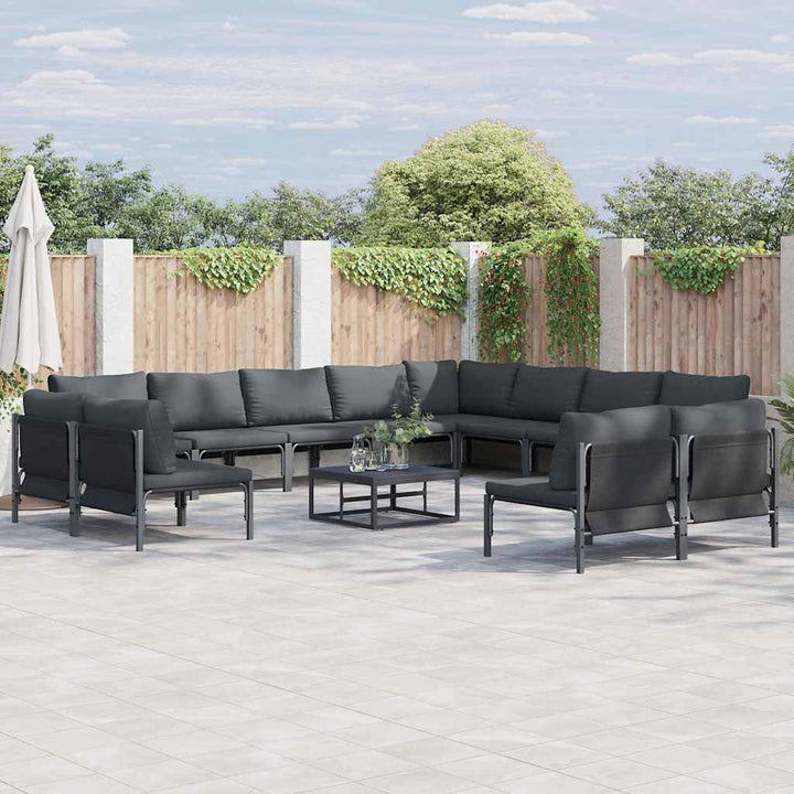 Havesofa Sæt med pude 13 pcs Sort Stål