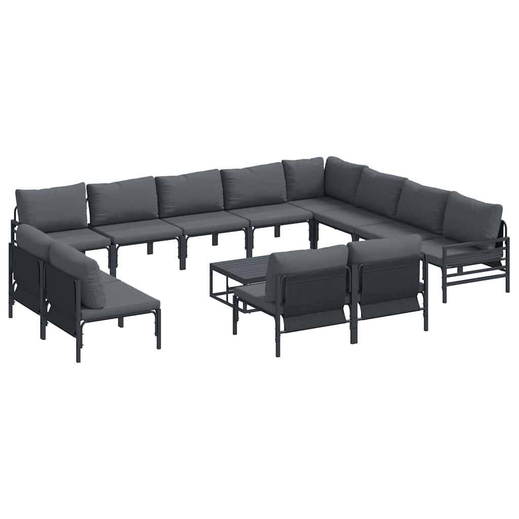Havesofa Sæt med pude 13 pcs Sort Stål