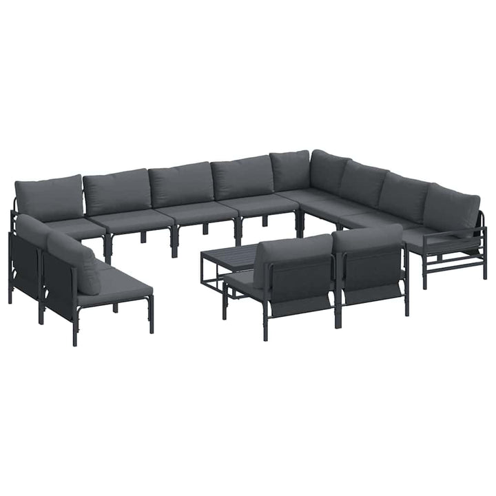 Havesofa Sæt med pude 13 pcs Sort Stål