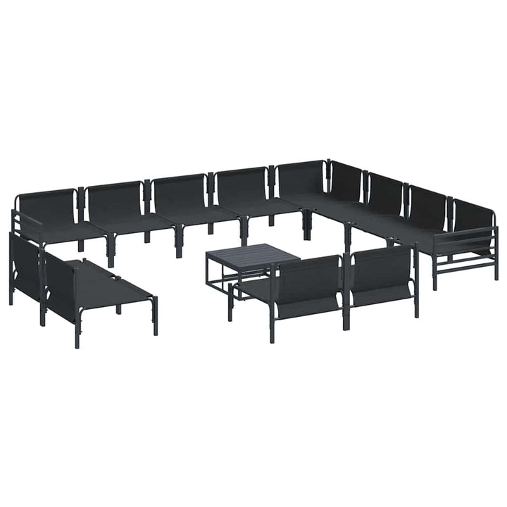 Havesofa Sæt med pude 13 pcs Sort Stål