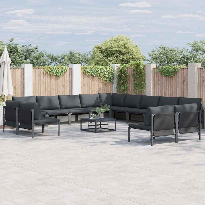 Havesofa Sæt med pude 13 pcs Sort Stål