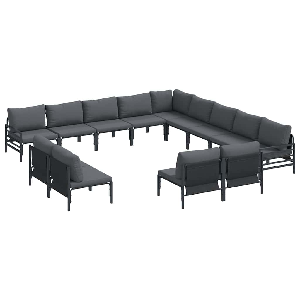 Havesofa Sæt med pude 13 pcs Sort Stål