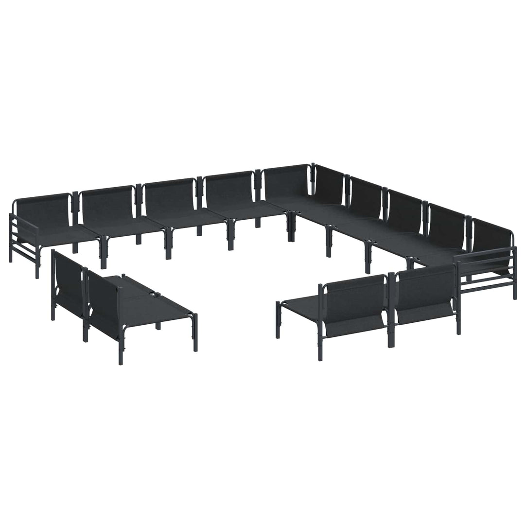 Havesofa Sæt med pude 13 pcs Sort Stål