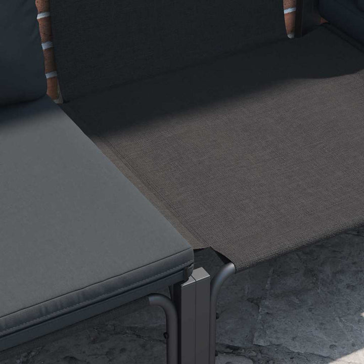 Havesofa Sæt med pude 14 pcs Sort Stål