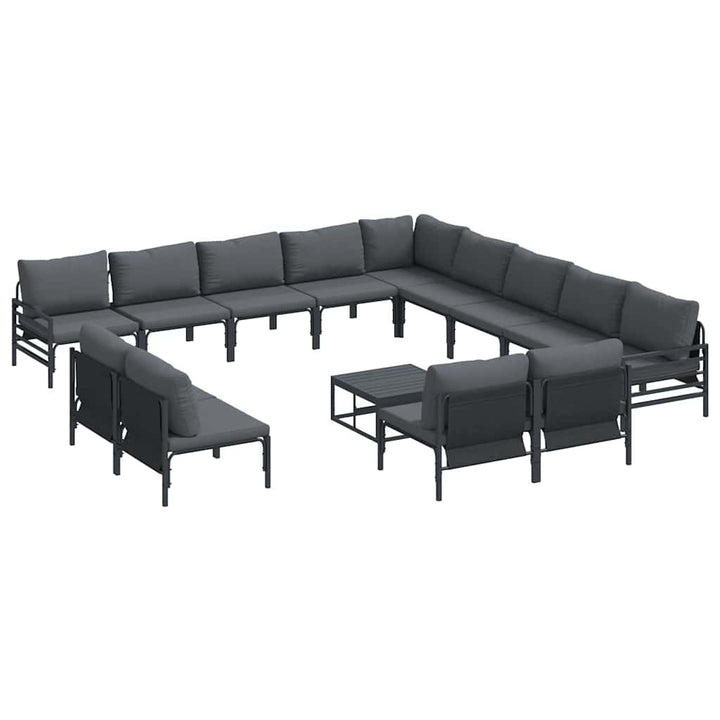 Havesofa Sæt med pude 14 pcs Sort Stål