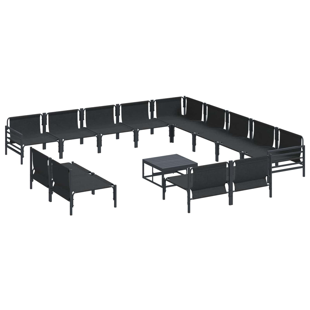 Havesofa Sæt med pude 14 pcs Sort Stål