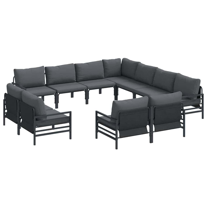 Havesofa Sæt med pude 11 pcs Sort Stål