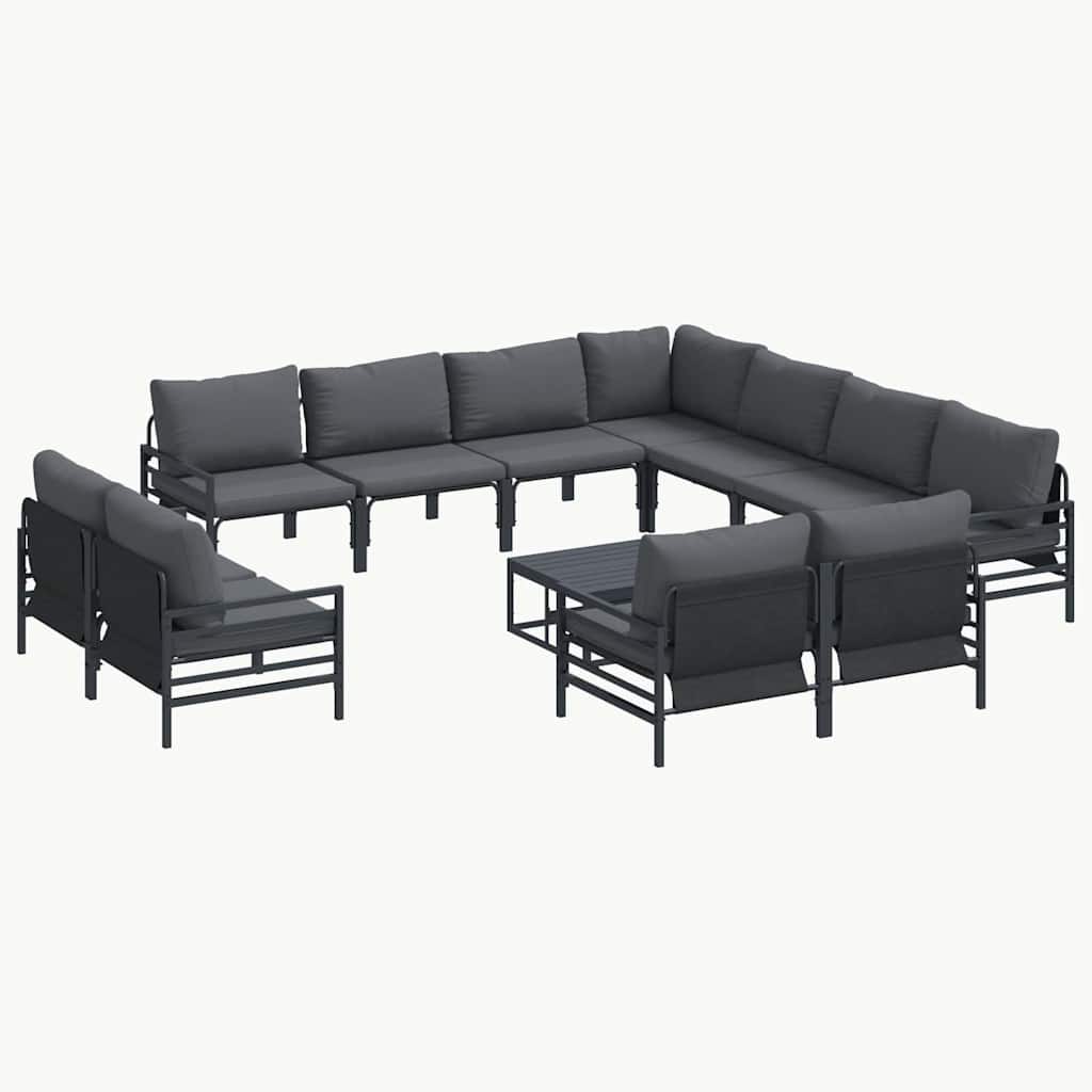 Havesofa Sæt med pude 12 pcs Sort Stål