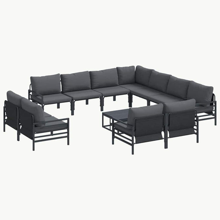 Havesofa Sæt med pude 12 pcs Sort Stål