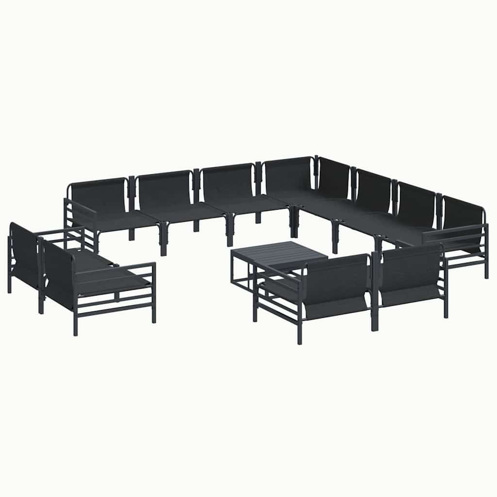 Havesofa Sæt med pude 12 pcs Sort Stål
