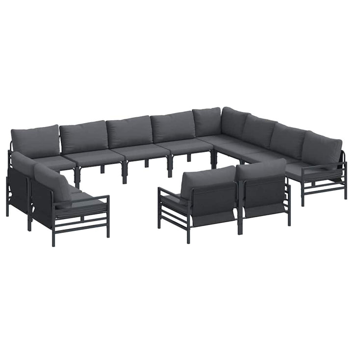 Havesofa Sæt med pude 12 pcs Sort Stål