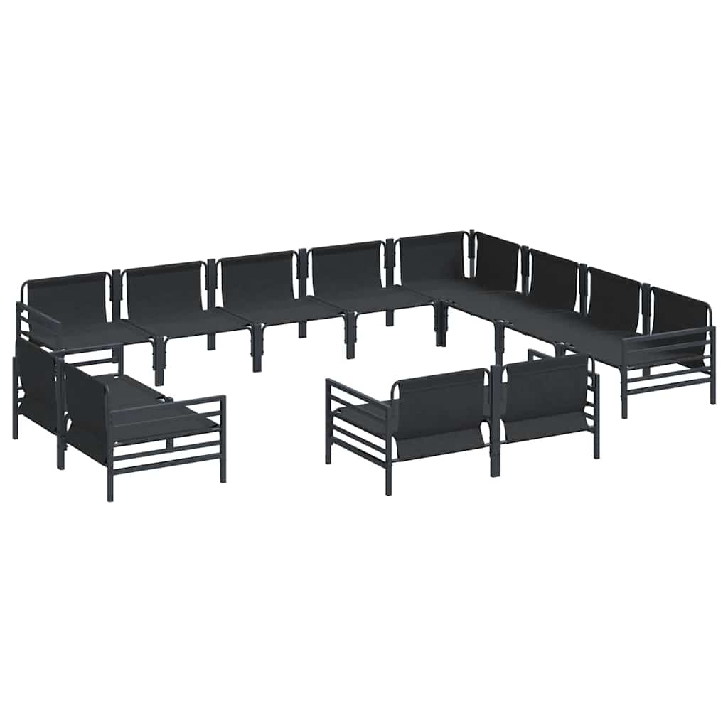 Havesofa Sæt med pude 12 pcs Sort Stål