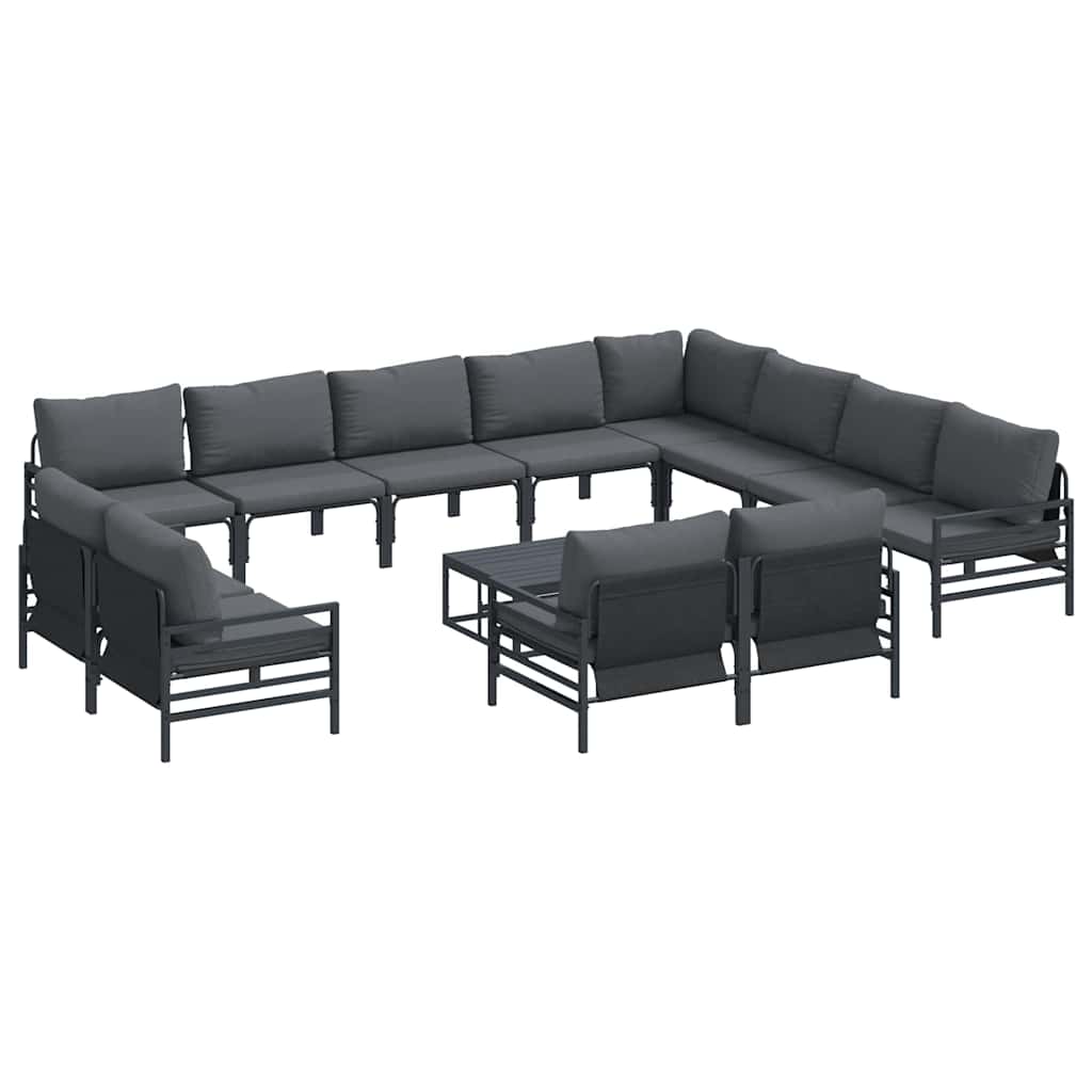 Havesofa Sæt med pude 13 pcs Sort Stål