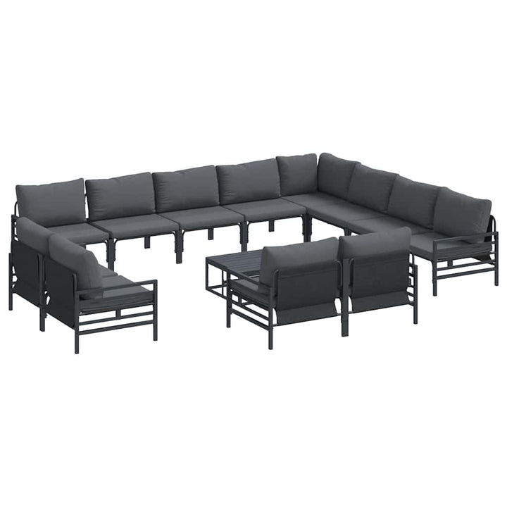 Havesofa Sæt med pude 13 pcs Sort Stål