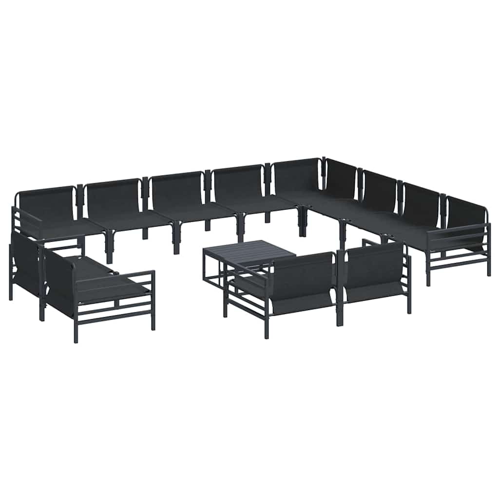 Havesofa Sæt med pude 13 pcs Sort Stål