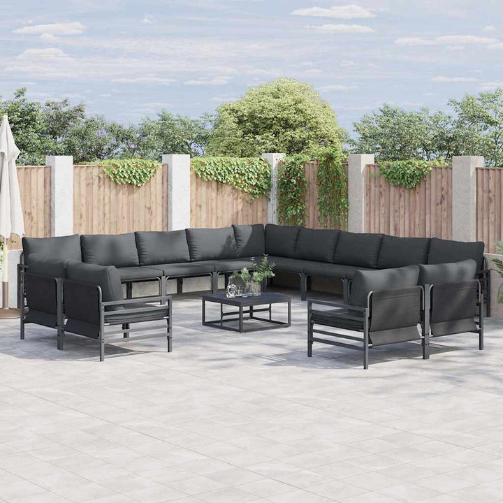 Havesofa Sæt med pude 13 pcs Sort Stål