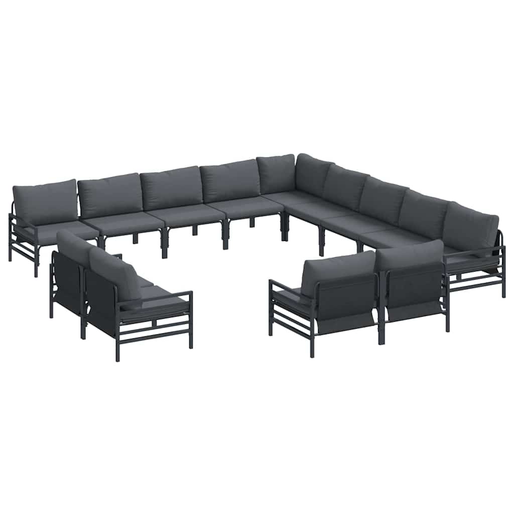 Havesofa Sæt med pude 13 pcs Sort Stål