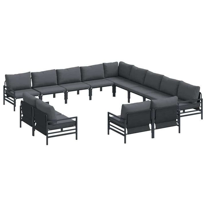 Havesofa Sæt med pude 13 pcs Sort Stål