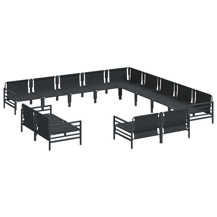 Havesofa Sæt med pude 13 pcs Sort Stål
