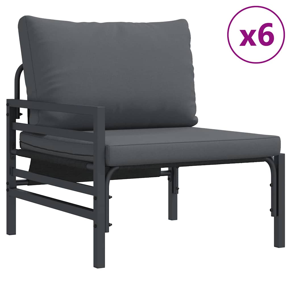 Havesofa Sæt med pude 13 pcs Sort Stål