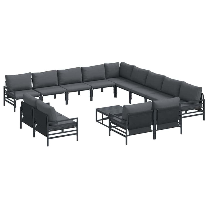 Havesofa Sæt med pude 14 pcs Sort Stål