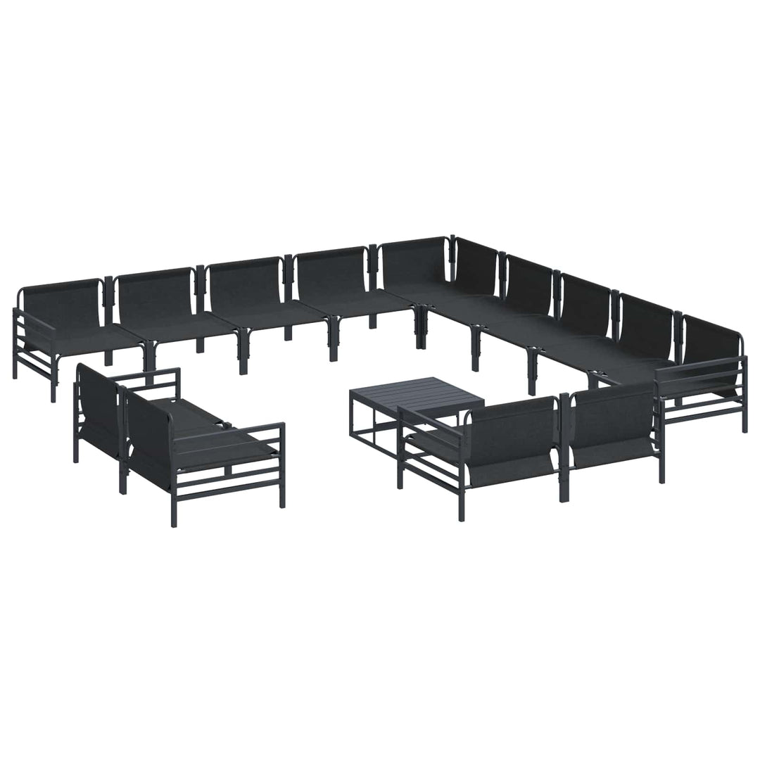 Havesofa Sæt med pude 14 pcs Sort Stål