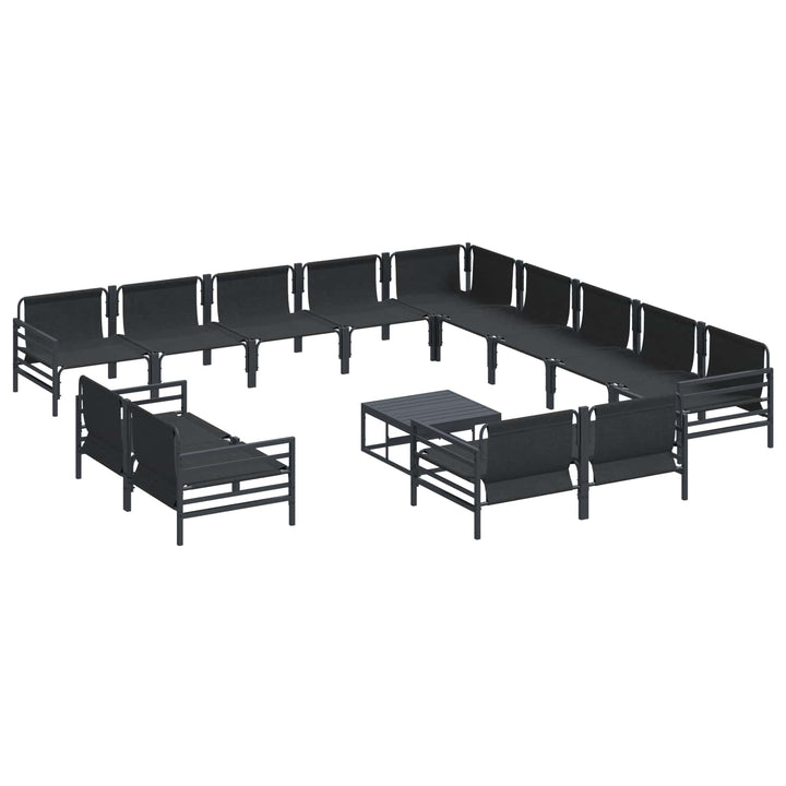 Havesofa Sæt med pude 14 pcs Sort Stål
