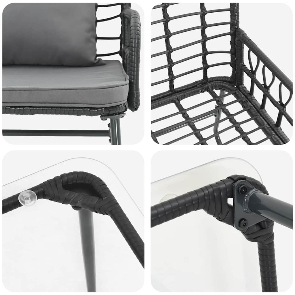 Havemøbel Sæt med pude 4 pcs Sort og Anthracit polyrattan