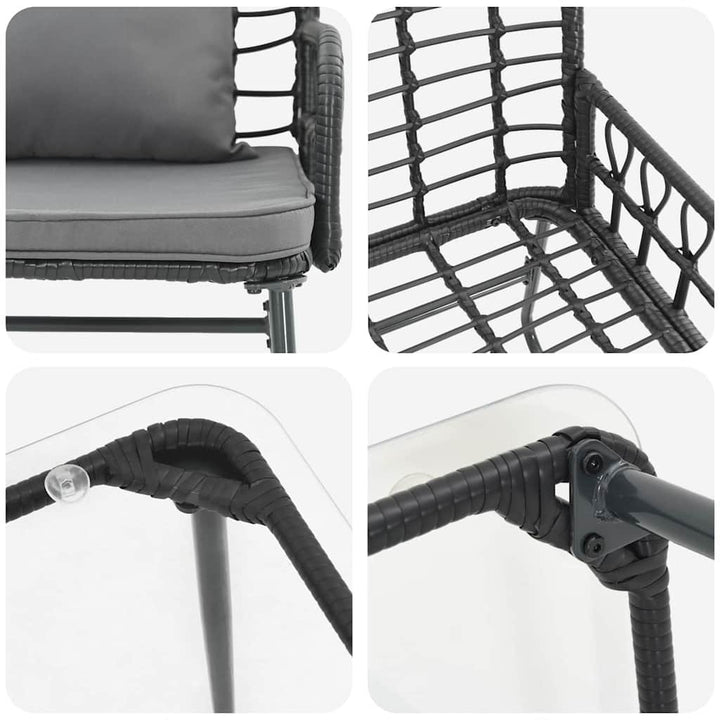 Havemøbel Sæt med pude 4 pcs Sort og Anthracit polyrattan
