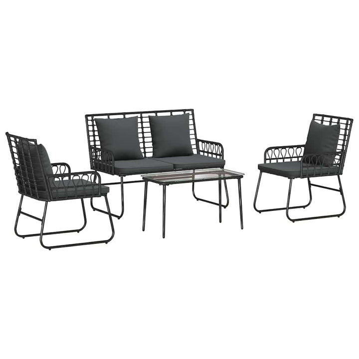 Havemøbel Sæt med pude 4 pcs Sort og Anthracit polyrattan