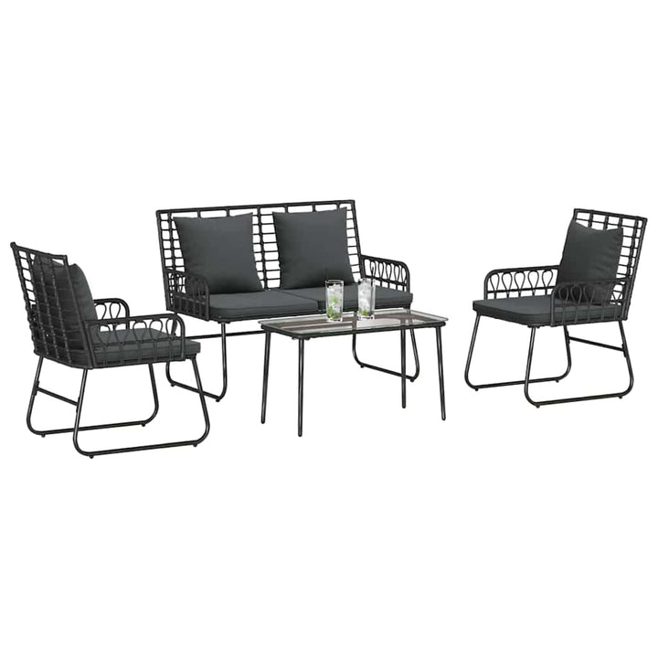 Havemøbel Sæt med pude 4 pcs Sort og Anthracit polyrattan