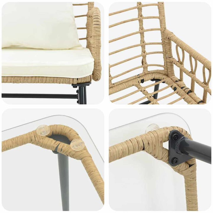 Havemøbel Sæt med pude 4 pcs Sort og Anthracit polyrattan