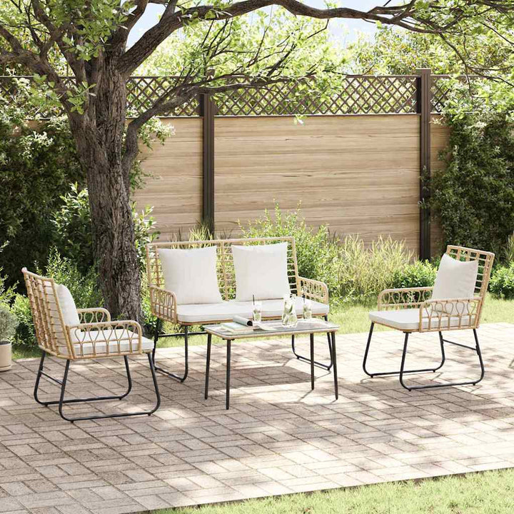 Havemøbel Sæt med pude 4 pcs Sort og Anthracit polyrattan