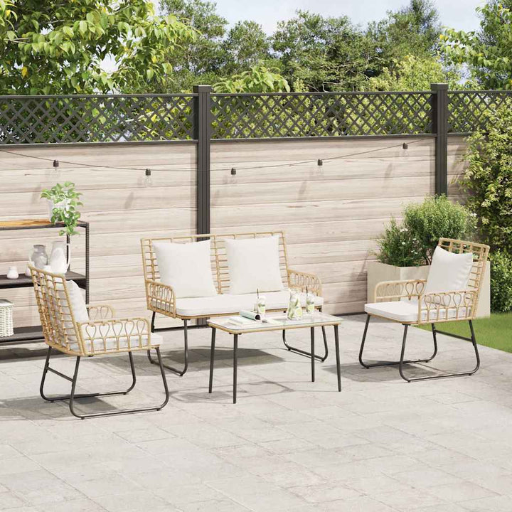 Havemøbel Sæt med pude 4 pcs Sort og Anthracit polyrattan