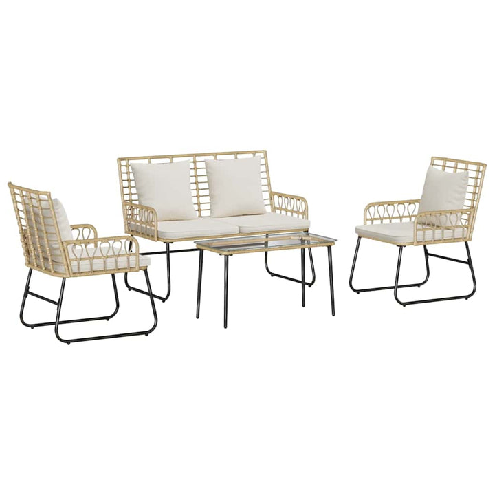 Havemøbel Sæt med pude 4 pcs Sort og Anthracit polyrattan