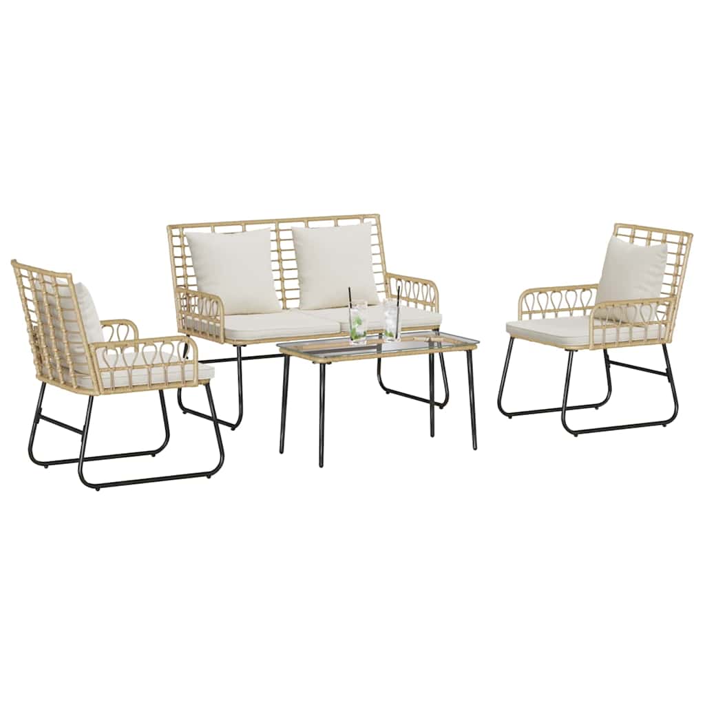 Havemøbel Sæt med pude 4 pcs Sort og Anthracit polyrattan