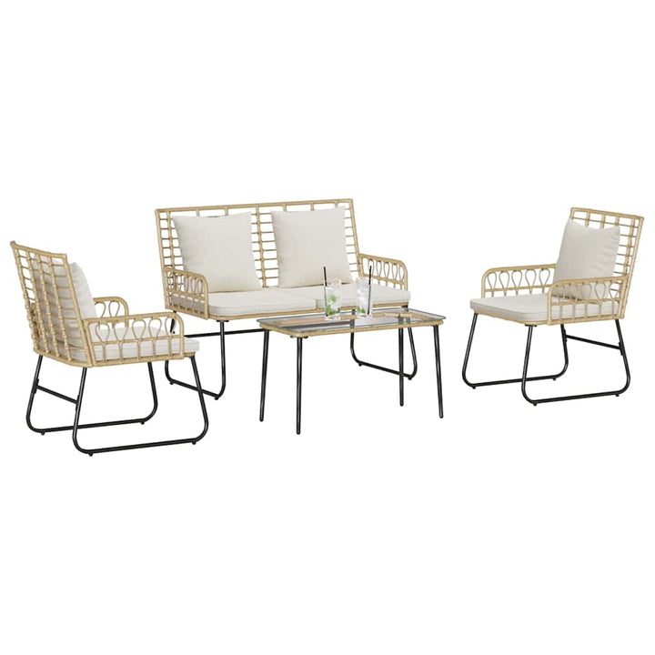 Havemøbel Sæt med pude 4 pcs Sort og Anthracit polyrattan