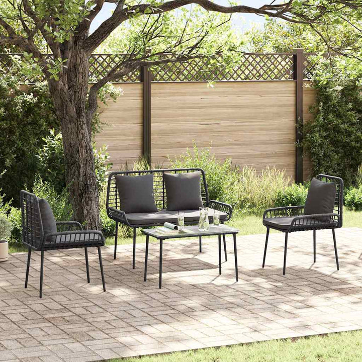Havemøbel Sæt med pude 4 pcs Sort og Cream polyrattan