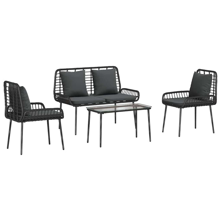 Havemøbel Sæt med pude 4 pcs Sort og Cream polyrattan
