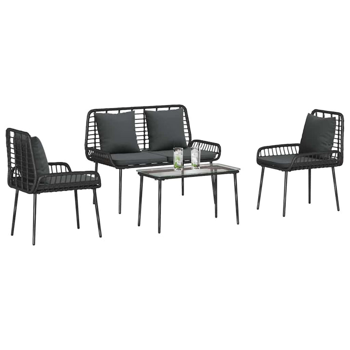 Havemøbel Sæt med pude 4 pcs Sort og Cream polyrattan